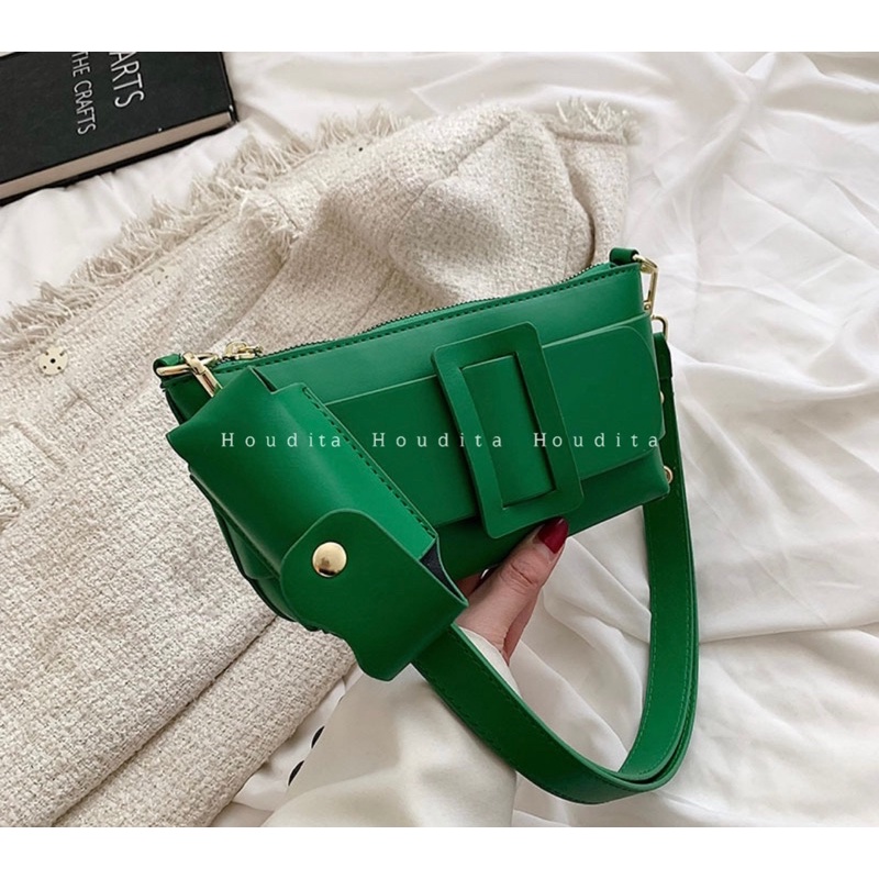 Túi đeo chéo da mềm kèm túi hộp nhỏ ulzzang cá tính nặng động - HOUDITA - STXCTK046