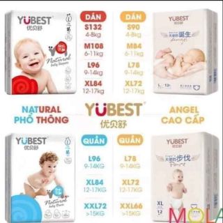 Bỉm YUBEST Angel / Gold / Natural nội địa Trung Quốc quần / dán đủ size S132, S90, M108, M84, L78,