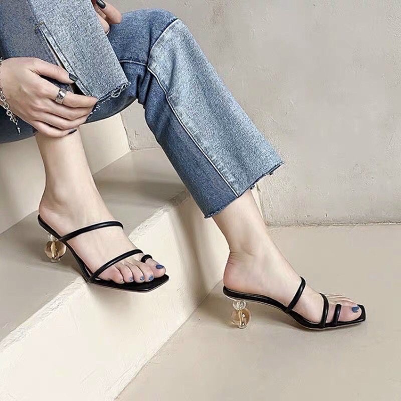 Dép guốc cao gót đế quả hồ lô quai xỏ ngón GHL