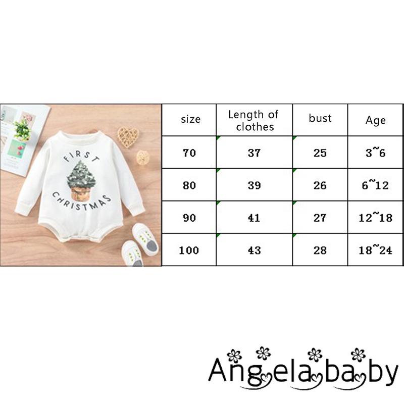 Áo Liền Quần Dài Tay In Hình Cây Thông Giáng Sinh Đáng Yêu Cho Bé