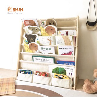 Kệ sách Kệ sách gỗ cho bé SHIN Kệ sách lắp ráp 7 tầng gỗ vải cao cấp