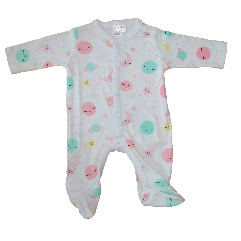 Set 3 body liền tất cotton Little Duck bé gái