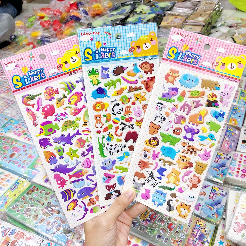 Sticker cute, hình dán cute búp bê, công chúa, thú vật