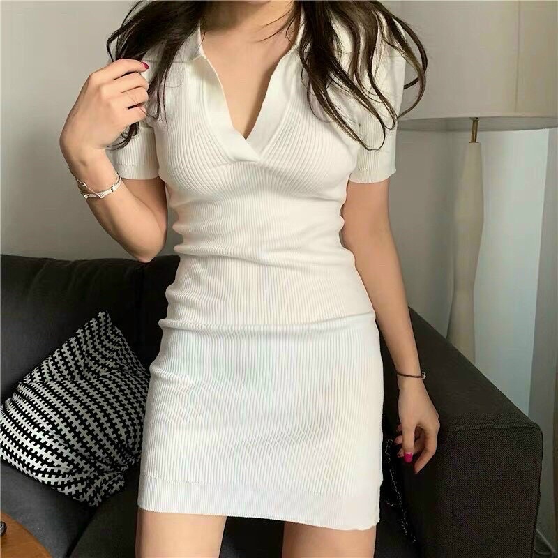 Đầm body tay con co giãn , váy body siêu đẹp