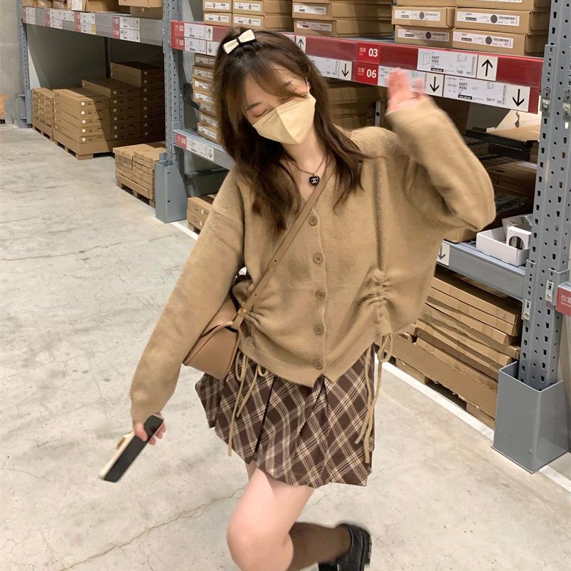 Set áo len dây rút kèm chân váy Miki 100% ảnh thật