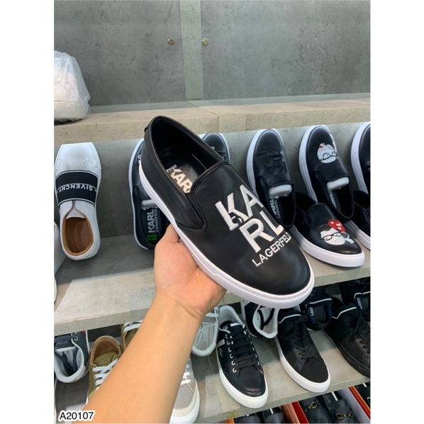 Giày Slipon Nam Thêu Hình Karl Đế Cao Su Cao Cấp - Giày Lười Nam Karl Cao Cấp