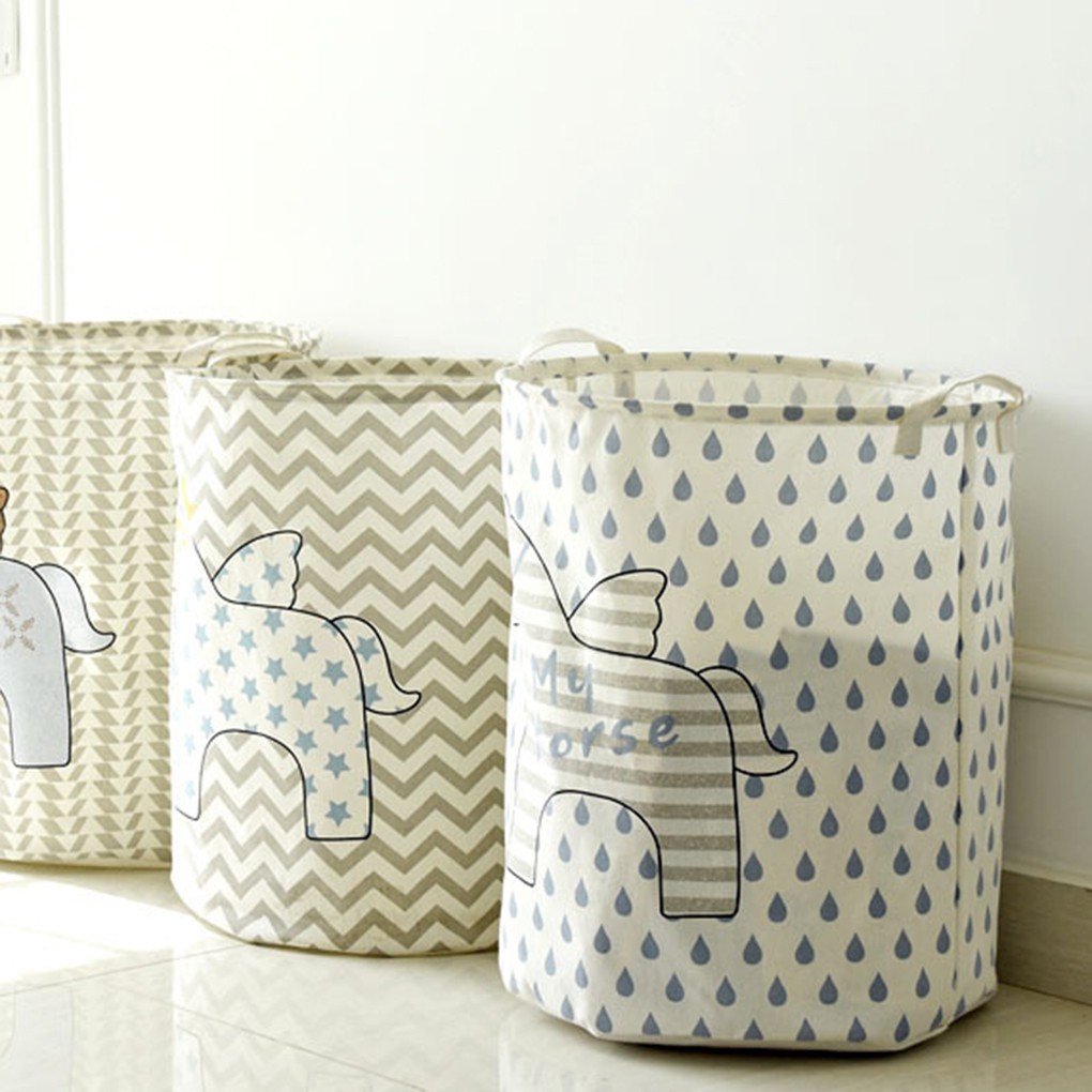 Giỏ Đựng Quần Áo Giặt Ủi, Đồ Chơi Trẻ Em Hình Trụ, Gấp Được