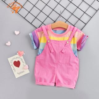 Set áo thun tay ngắn & quần short yếm cho bé