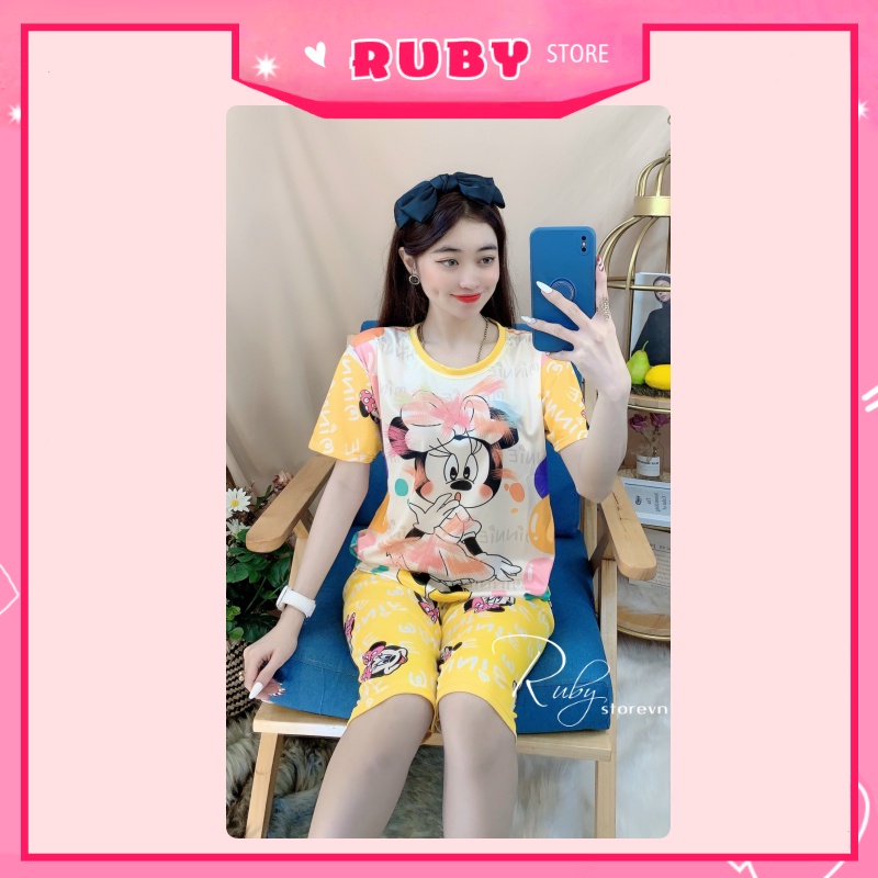 Đồ bộ nữ mặc nhà in hình Minnie đáng yêu chất thun mềm mịn Free Size Dưới 47KG  ❤ Rubystorevn