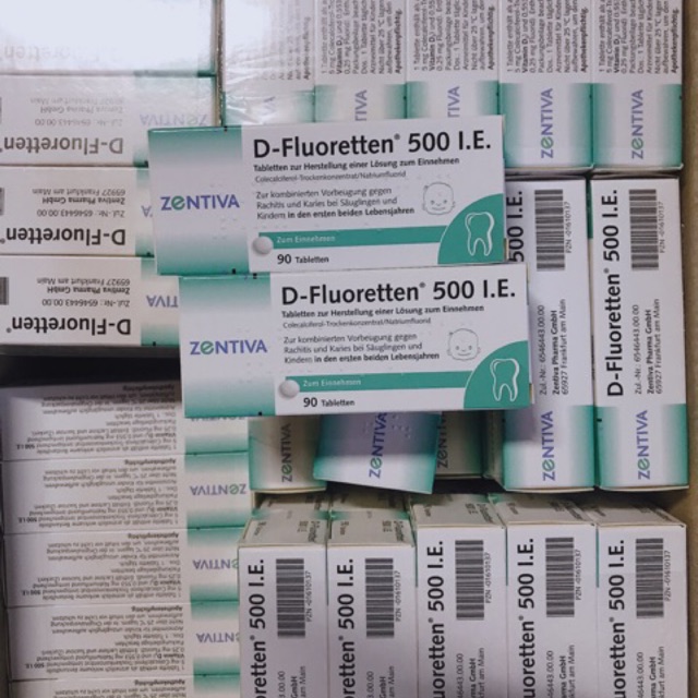 [Mẫu mới] D-Fluoretten 500 I.E Đức 90 viên