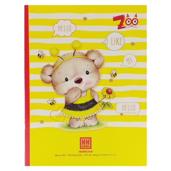 Vở Class Zoo - Ô Ly 96 Trang ĐL 80g/m2 - Hồng Hà 0427 - Màu Vàng - Hình Gấu