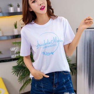 Áo Thun Nữ Màu Trắng Tay Ngắn In Chữ Annabile Morin Safrancisco XMISS