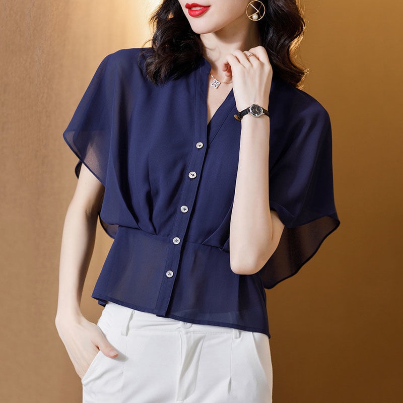 Áo Sơ Mi Chiffon Tay Ngắn Thời Trang Mùa Hè Cho Nữ