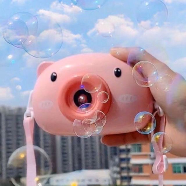 Máy ảnh phun bong bóng hình con gấu siêu đáng yêu  - Máy ảnh đồ chơi phun bong bóng cho bé hình con lợn