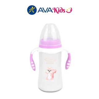 Bình sữa Gluck Baby thủy tinh bọc Silicone 240ml màu hồng
