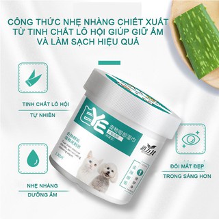 Khăn ướt lau mắt và tai ố bẩn cho thú cưng chó mèo từ cây Lô Hội - hộp 130 chiếc