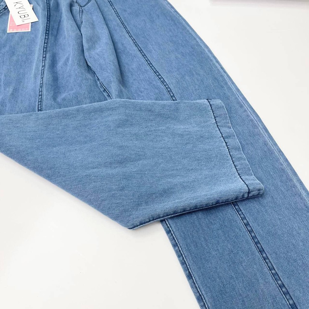 Quần jean baggy nữ Ulzzang lưng chun dây rút phom thoải mái [Có Bigsize] - Baggy Jean Kyubi JR29