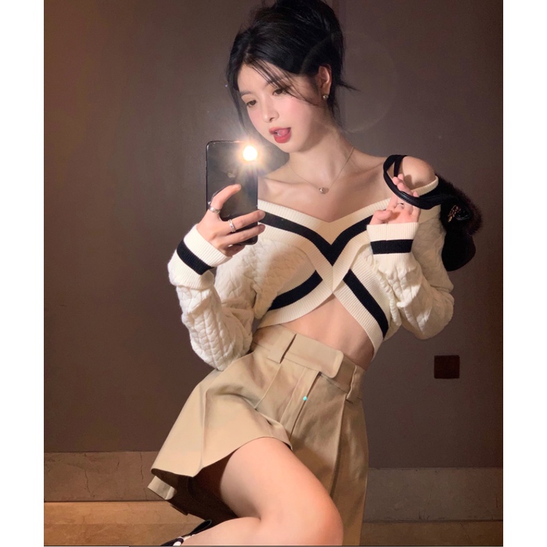 Áo lửng kumikumi tay dài hở vai thời trang dành cho nữ