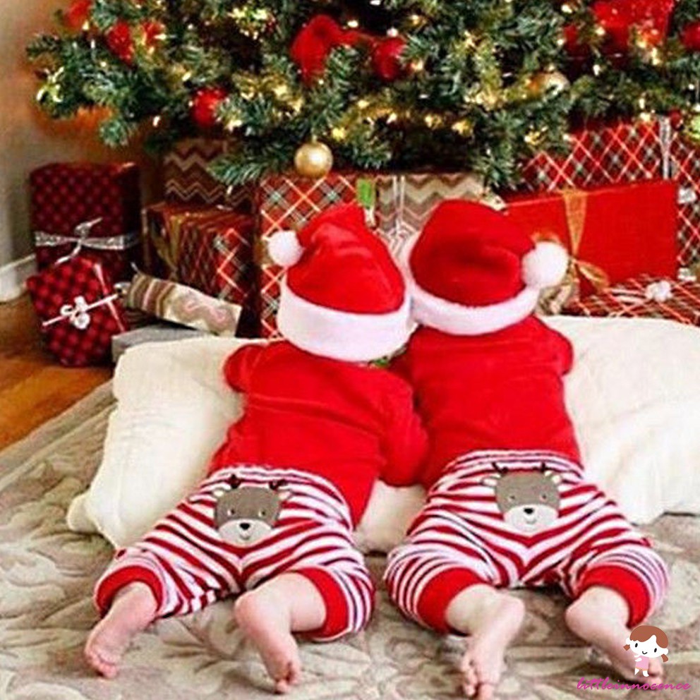 2PCS Newborn Baby Boys Girls Unisex Set Xmas Outfits Clothes