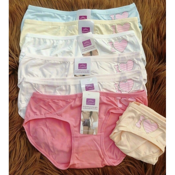 Quần lót nữ cotton thái Lan Mịn - Quần Chip cotton mềm hoạ Tiết tim