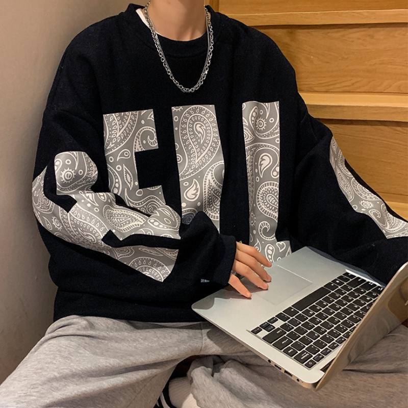 Áo thun tay dài cổ tròn in hình thời trang cho nam