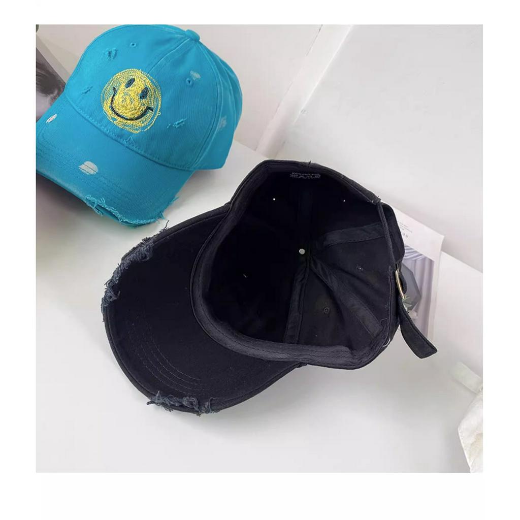 Mũ Lưỡi Trai Thêu Hình Mặt Cười Phong Cách Hàn Quốc Thời Trang Xuân Hè Cho Nam Và Nữ