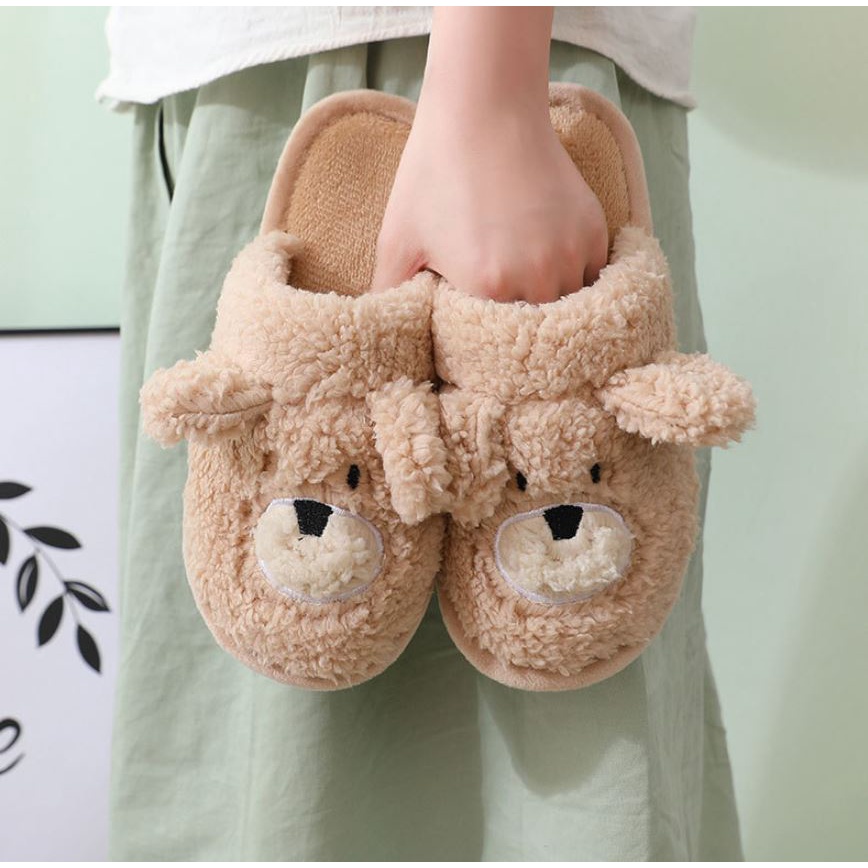 Dép Thời Trang Nữ Gấu Bông Đi Trong Nhà Đế Bệt Chống Trượt