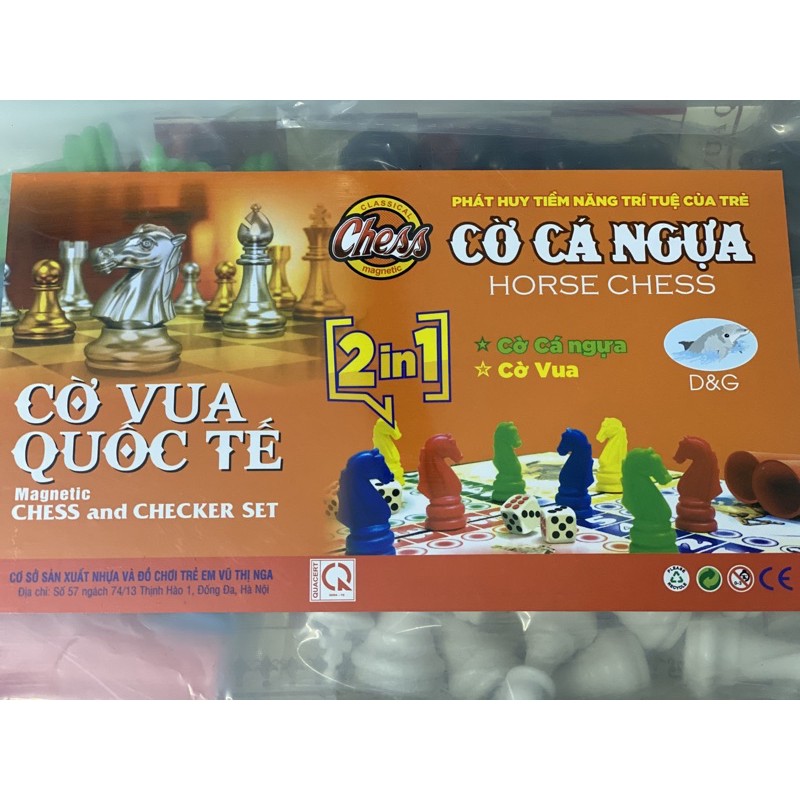 Bàn cờ 2in1 Cờ Cá Ngựa và Cờ Vua, hàng Việt Nam chất lượng cao
