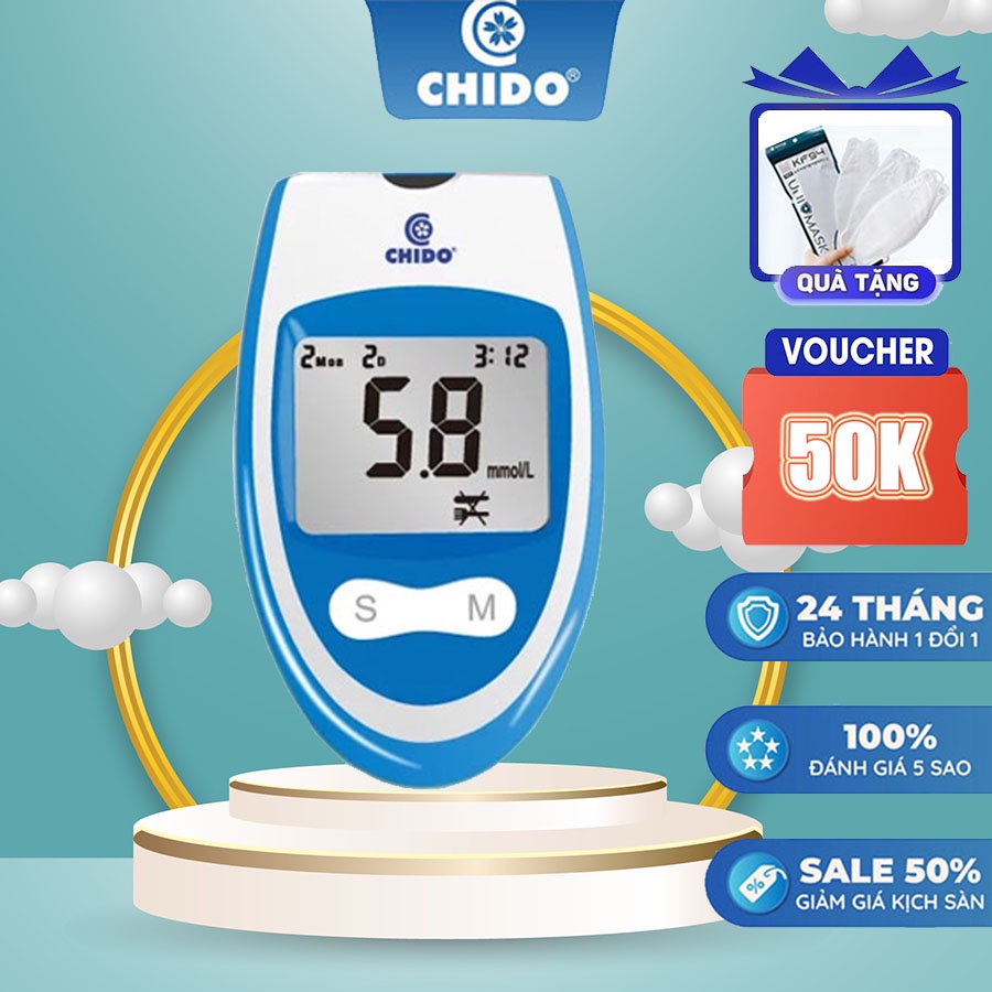 Máy đo đường huyết test thử tiểu đường Chido công nghệ Nhật Bản độ chính xác cao