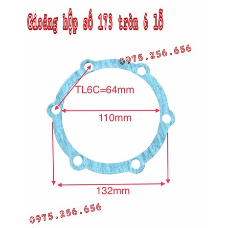 Gioăng Hộp số dưới 173 tròn 6 lỗ lắp trục phụ tùng máy cày 173 phụ tùng Hùng Lỳ