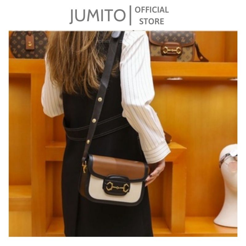 Túi xách nữ đeo vai đeo chéo GC Hà hồ phối màu nâu thời trang hot 2022 JUMITO T1.044
