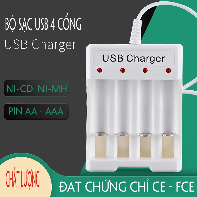 Sạc pin tiểu AA/AAA và pin tiểu AA 700mAh cổng USB 4 Bmax - Có nhiều lựa chọn cho quý khách