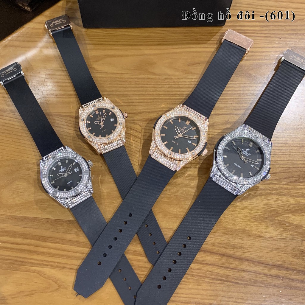 Đồng hồ nữ Hublot mặt tròn đính viền đá dây cao su thơm vani cao cấp DHN601 | BigBuy360 - bigbuy360.vn