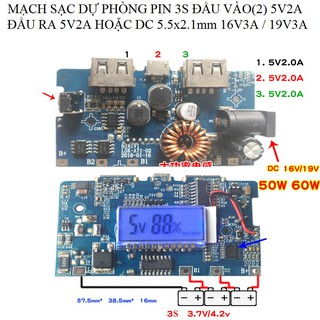 Mạch sạc dự phòng 3s đa năng cho laptop, điện thoại đầu sạc vào micro usb