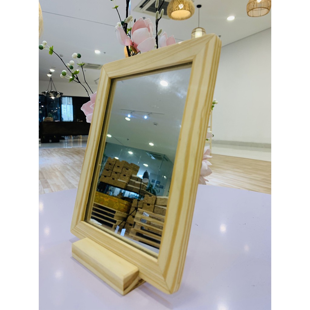 Gương Để Bàn Trang Điểm Decor Trang Trí Bàn Làm Việc, Phòng Ngủ-Gỗ Thông Mỹ Cao Cấp
