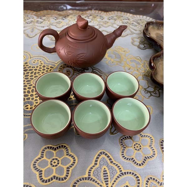Ấm rời gốm sứ Bát Tràng gốm đất nung có vòi cần trúc độc đáo, họa tiết khắc chìm vẽ tay thủ công