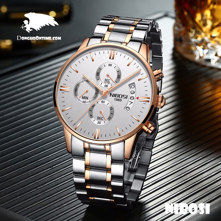 ĐỒNG HỒ NAM NIBOSI 2309 DÂY THÉP ĐÚC KHÔNG GỈ 6 KIM QUAY (DEMI)