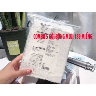Bông tẩy trang Muji 5 túi loại 189 miếng