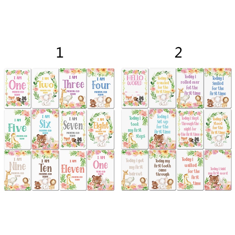 Set 12 Tấm Thiệp Mừng Năm Mới Dùng Làm Quà Tặng Cho Bé Sơ Sinh