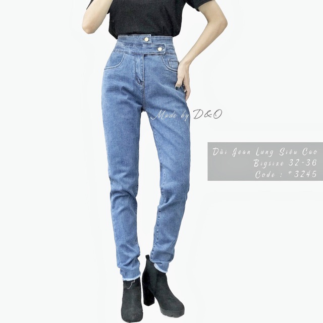 Quần Dài Jeans Lưng Siêu Cao - Size Đại Trơn - Co Giãn Mạnh