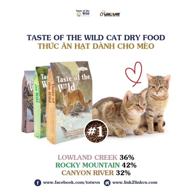 THỨC ĂN HẠT CHO MÈO GRAIN FREE - TASTE OF THE WILD