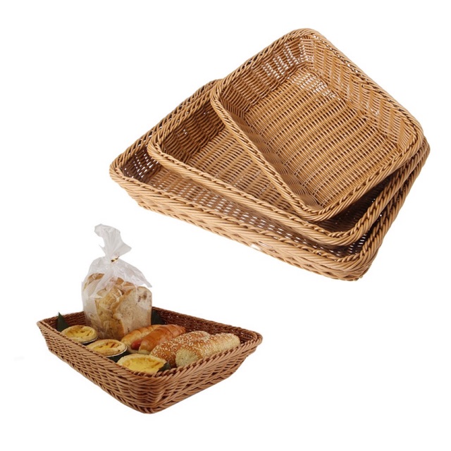 Giỏ nhựa giả mây lưu trữ trái cây, thực phẩm , đồ dùng tiện ích