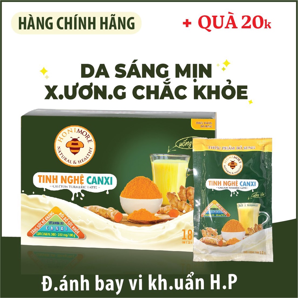 Tinh bột nghệ Canxi Honimore 288g - tốt cho xương, làm đẹp da, tốt cho dạ dày