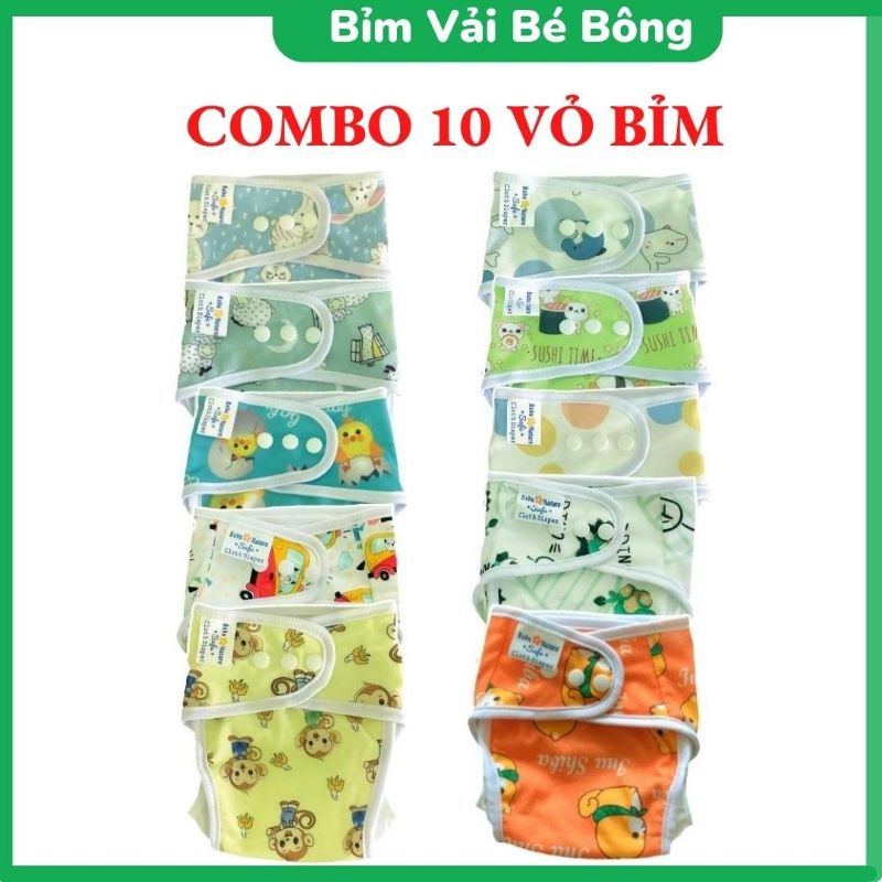 [ƯU ĐÃI] - Combo 10 Vỏ Bỉm Vải, Tã Vải Babu Nature Nature Có Vách Ngăn Chống Tràn Hiệu Quả, SIZE M,L (Chưa Kèm Lót Bỉm)