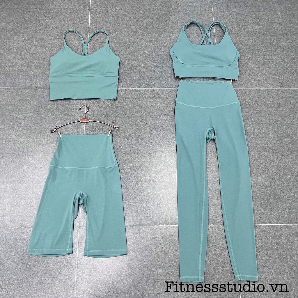 Set đồ tâp Yoga Nữ Fitness Studio Poly02-A1, Set Tập Lululemon, Chất Vải Thun Poly Thun Mịn Mát Co Giãn Tốt