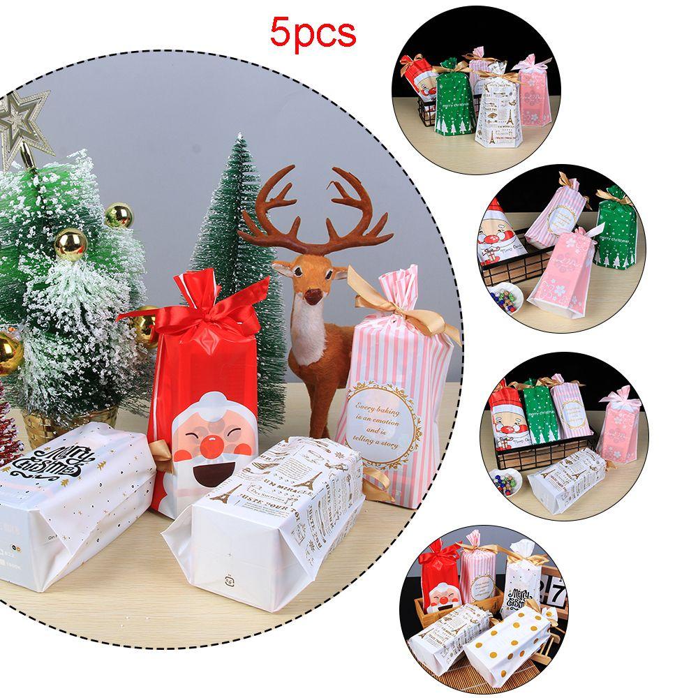 Bộ 5 Túi Đựng Bánh Kẹo Làm Thủ Công Hình Tuần Lộc Giáng Sinh Dễ Thương