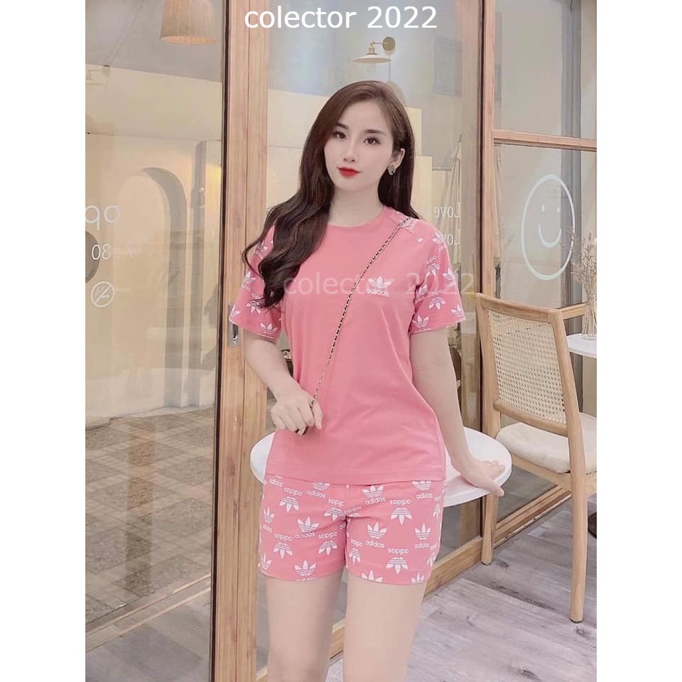 Bộ Đùi Nữ logo thêu chất cotton mát mềm mặc nhà đi chơi trẻ trung sang trọng