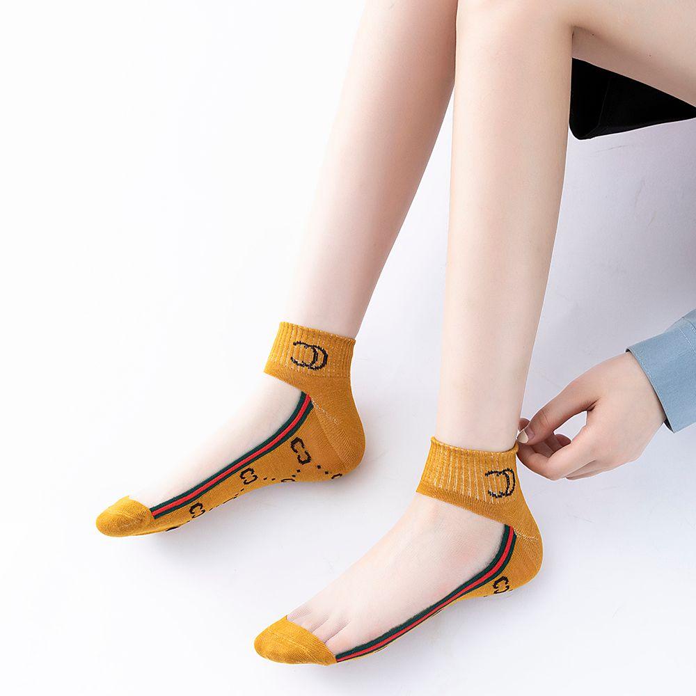 Vớ Lụa Thủy Tinh Mềm Mại Co Giãn Thoáng Khí Không Trơn In Chữ Thời Trang Cho Nữ