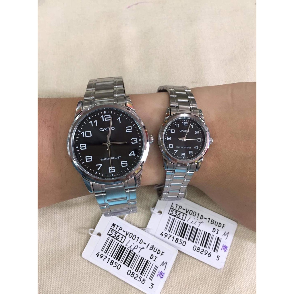 Đồng hồ nam nữ CASIO MTP/LTP V001D-7B, đồng hồ chính hãng, dây thép màu bạc siêu bền