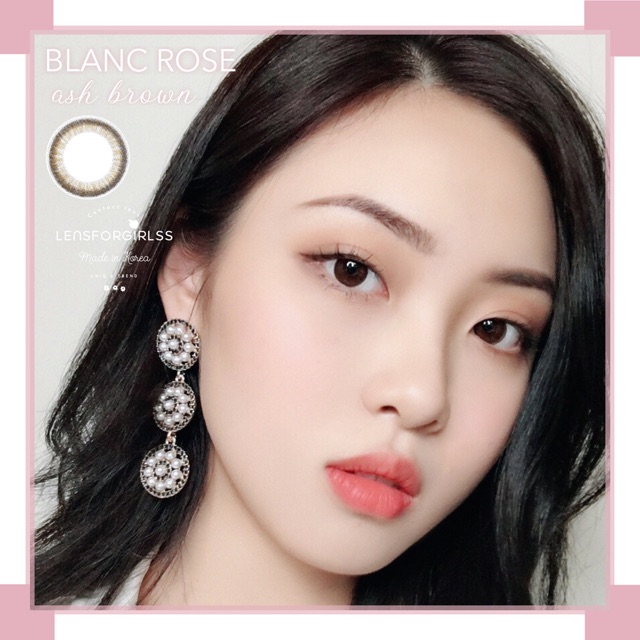 <lẻ 1 chiếc 1,5-3-6 độ-date 2/2022> Kính áp tròng cao cấp BLANC ROSE - ASH BROWN (PC Hydrogel-Hsd 6 tháng)